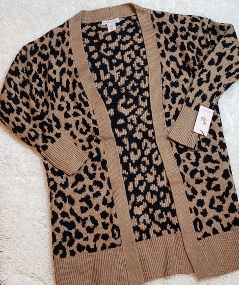 Sincerely Jules Leopard Cardigan NEW Animal Pattern Sweater - Picture 1 of 8